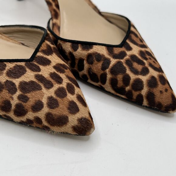 Ann Taylor Leopard Print Haircalf Slingback Pumps Size 7M Kitten Heel - Picture 9 of 14